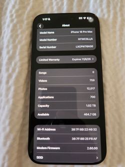 Iphone 16 pro max 1tb unlocked new