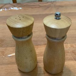 Wood salt shaker and pepper grinder
