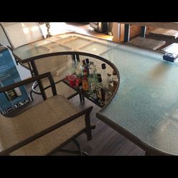 Outdoor indoor glass bar table desk and chairs