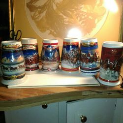 6 Budweiser Mugs Collection. 