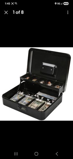 Large Cash Box with Combination Lock Metal Money Box for Cash Lock Box with M...