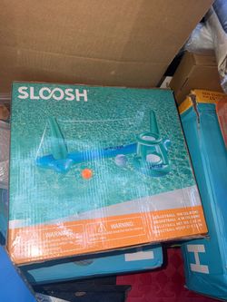 SLOOSH inflatable pool volleyball + basketball game set.