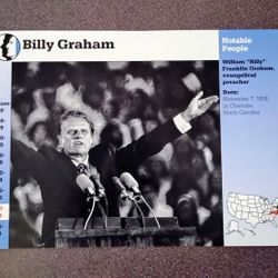 1995 Grolier Billy Graham Religion Religious Leader Evangelical Vintage Collectible Large Card