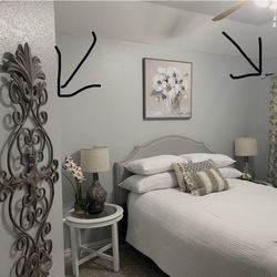 Bedroom Furniture & Decor Bundle – Lamps, Tables, Headboard, Dresser