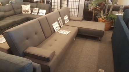 Brand new gray linen futon + chaise