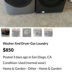 Washer And Dryer. Be Careful With Eddie Juarez. He Sold Me A Dryer That Didn’t Work.