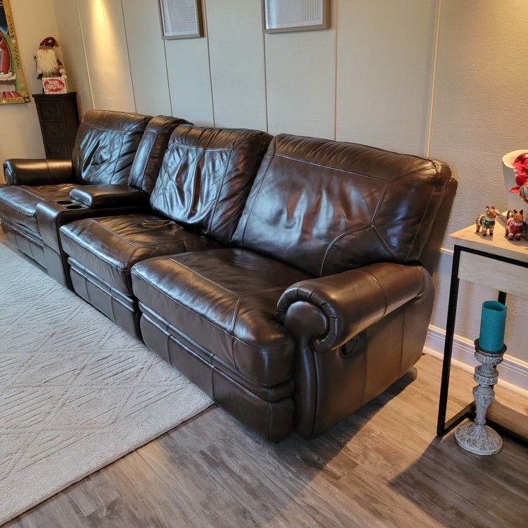 Haverty Brown Leather Recliner Sofa for Sale in San Antonio, TX OfferUp