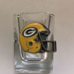 Green Bay Packers Shot Glass With Metal Logo