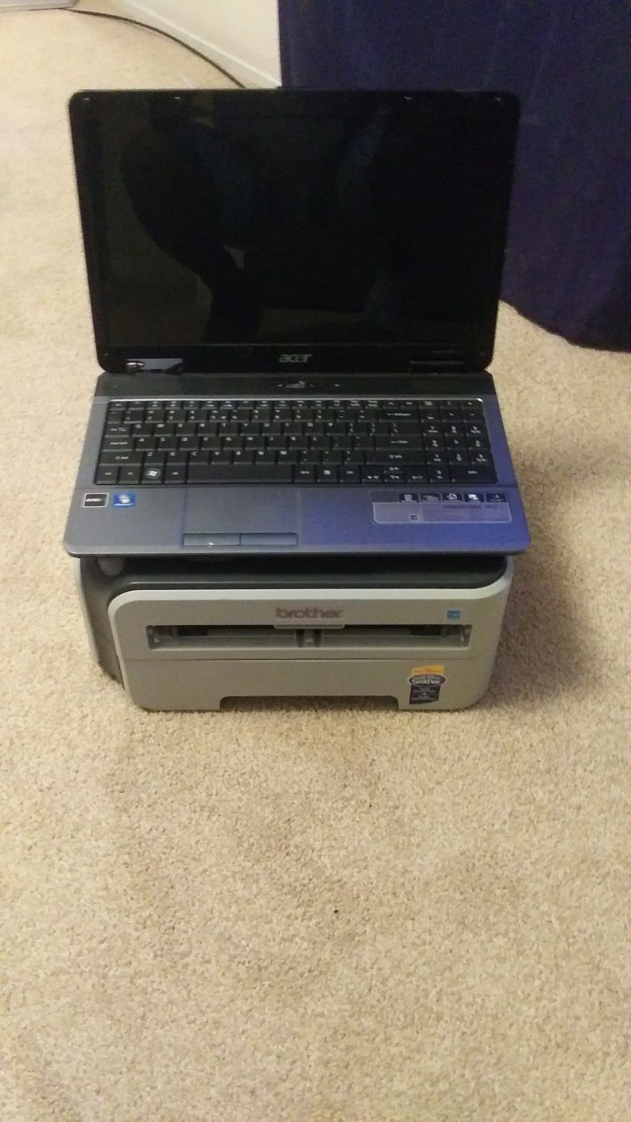 Acer Laptop and Brother printer
