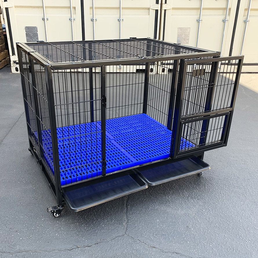 Brand New $180 Heavy-Duty Dog Cage 41x31x34” Single-Door Folding Kennel w/ Plastic Tray