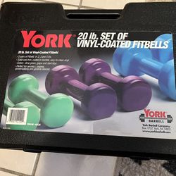 YORK 20 lb FitBells 6 pc Set Vinyl Coated Iron Fitness Dumbbells 2, 3, 5 lbs