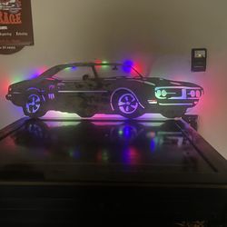 Galvanised Wall Art With Colour Lights 