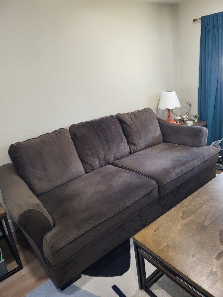 Large Brown Microfiber Couch - Negotiable