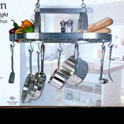New In Box Country Kitchen Pot Rack With Down Lights Lighting FIXTURE Shop Garage 