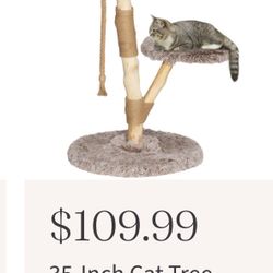 35 Inch Cat Tree  Wooden Scratching
