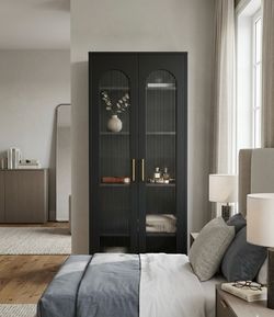 Modern black metal storage cabinet