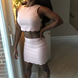 Two Piece Blush Pink Top and Skirt 
