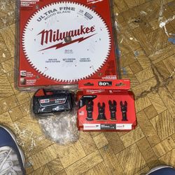Milwaukee Combo (Ultra Fine wood Blade ) (6pc Multi Tool Universal Fit Blade kit) (M18 red lithium XC 5.0) 