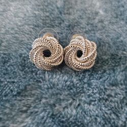 Silver Twist Stud Earrings