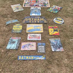 Large Collection Of Marvel /DC Super Hero’s Signs  Mostly  all Metal Few Wooden 175.00 Obo