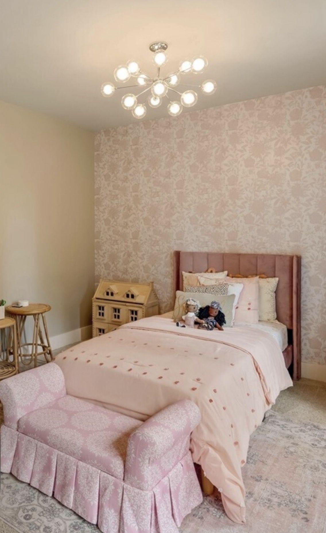 Pink Velvet Twin Bed Frame (mattress sold separately)