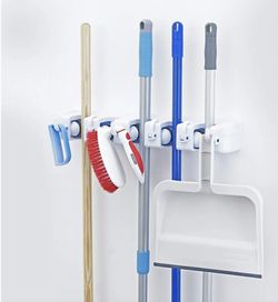 5-Slot Mop and Broom Walll Organizer
