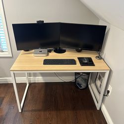 Zinus Modern 47inch Office Desk - White/Natural Color