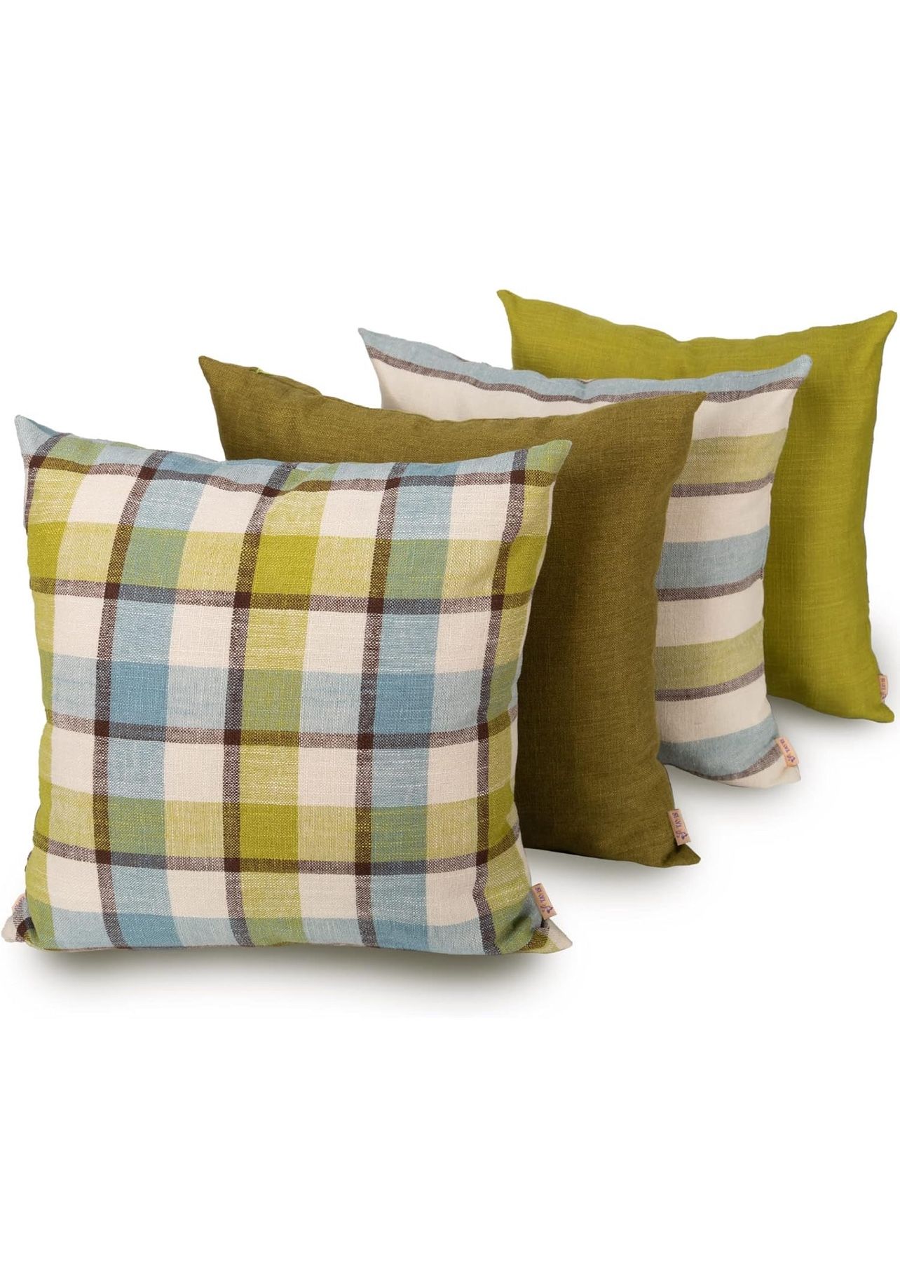 Throw Pillow Covers 18x18 Set of 4 Plaid Stripe Decorative Cushion Case Farmhouse Pillowcase