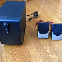 Altec Lansing BX1021 Powered Audio System Subwoofer & Speakers Tested Works