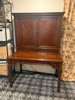 Cherry Wood Secretary Desk with Hutch