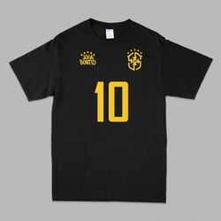 Brazil Joga Bonito #10 Soccer T-Shirt – Black PC54 Style | Football Fan Tee