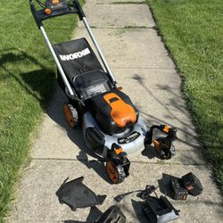 Worx Electric 56v Battery Powered Lawn Mower with Bag   