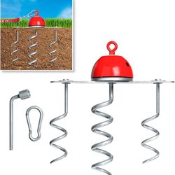  Puppy Stay Put 360 Swivel Dog Tie Out/Dog Anchor- 3 Deep Corkscrew Anchors, Prevents Tangling, Portable, Easy Install, Installation Tool + Base Plate