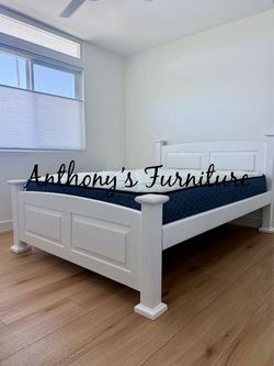 White Queen bed and mattress