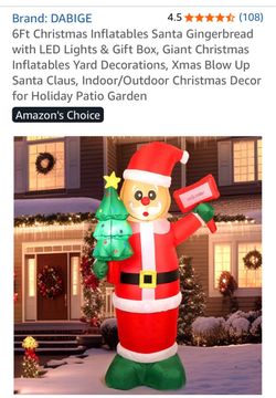 DABIGE 6Ft Inflatable Santa Gingerbread with LED Lights