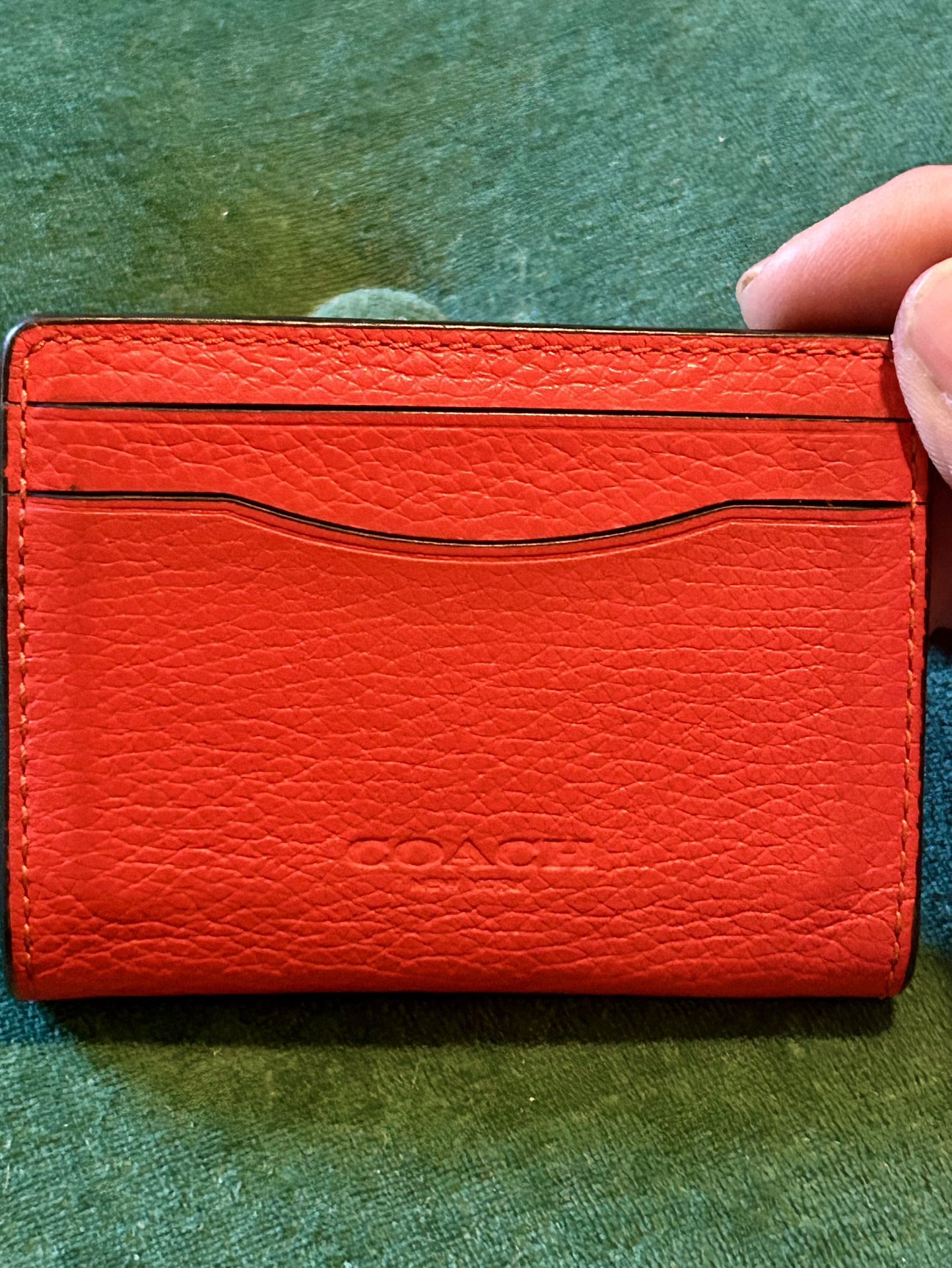COACH Bi Fold Card & Bill Wallet in Red Leather.