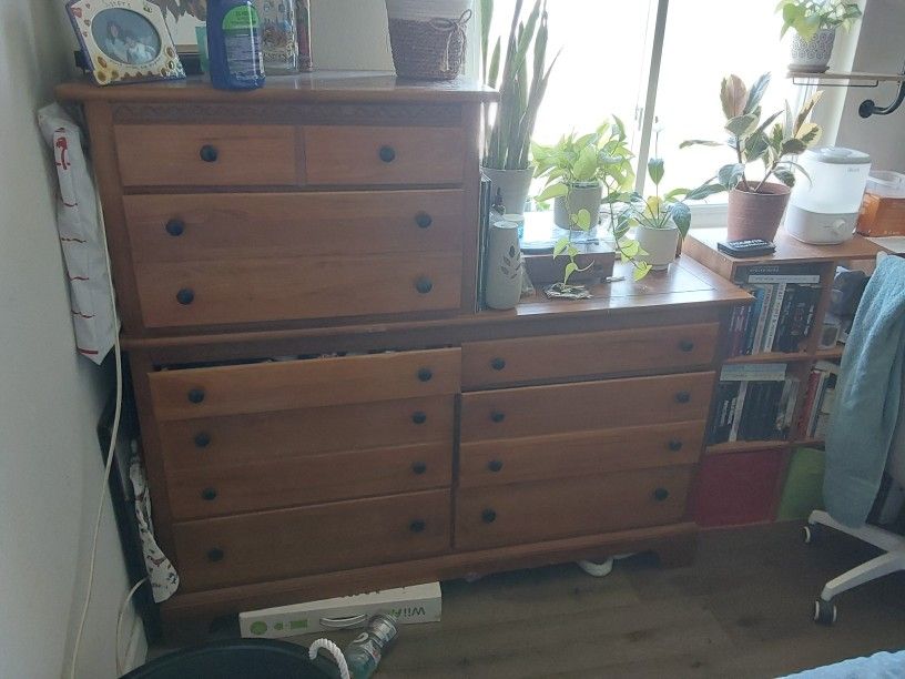 Wooden Dresser With Mirror
