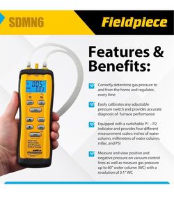 FIELDPIECE DUAL PORT MANOMETER W/ PRESSURE SWITCH TESTER SDMN6
