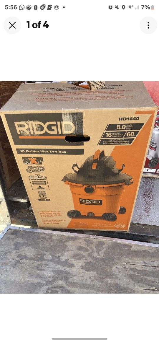 RIDGID 16 Gallon 5.0 Peak HP Wet Dry Vac HD1640