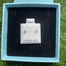 Silver White Diamond Earrings 