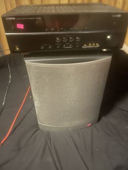 JBL surroundsound speakers with a 12 inch JBL subwoofer also Yamaha receiver Thumbnail
