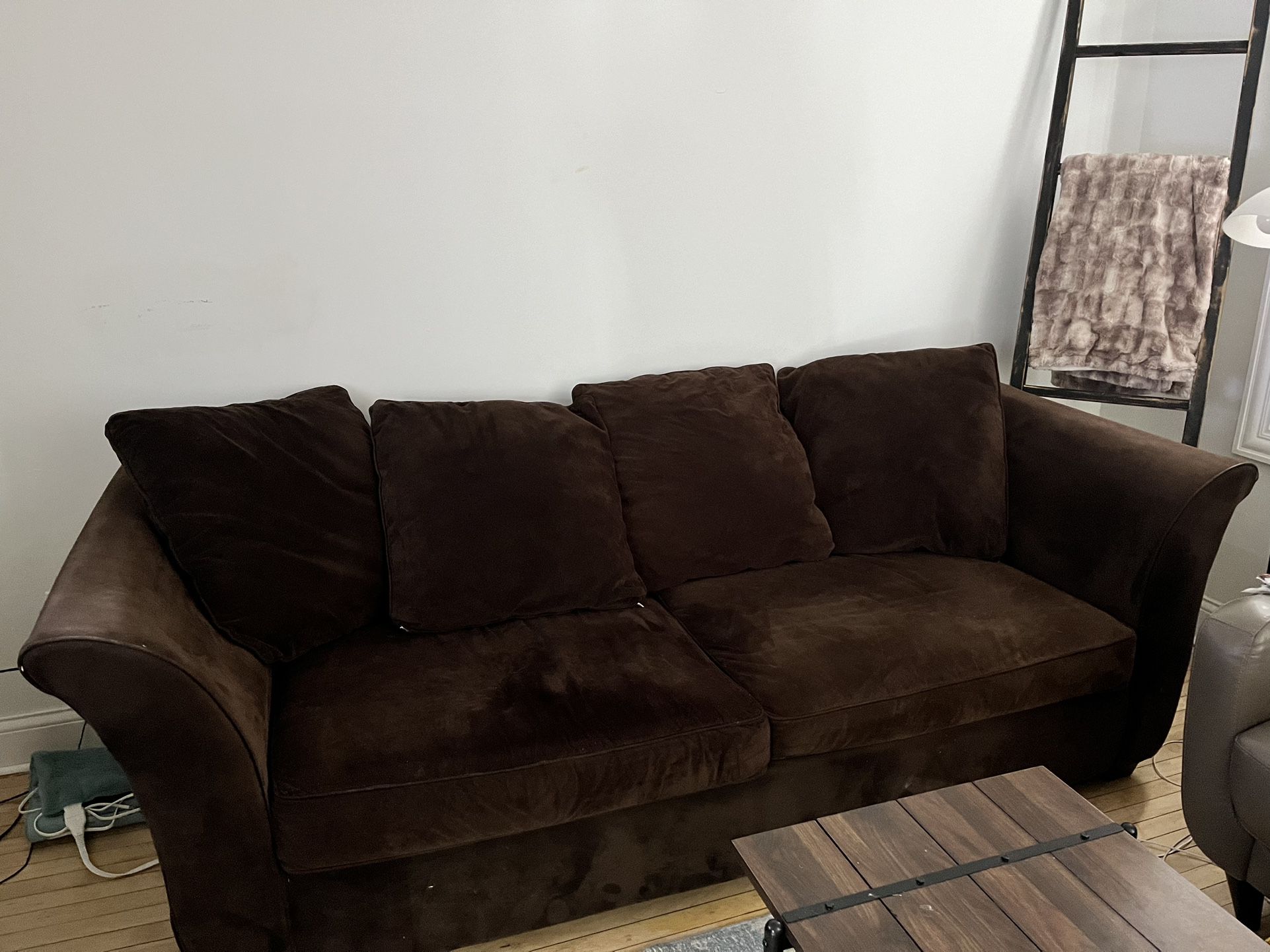 Brown Suede Sleeper Sofa