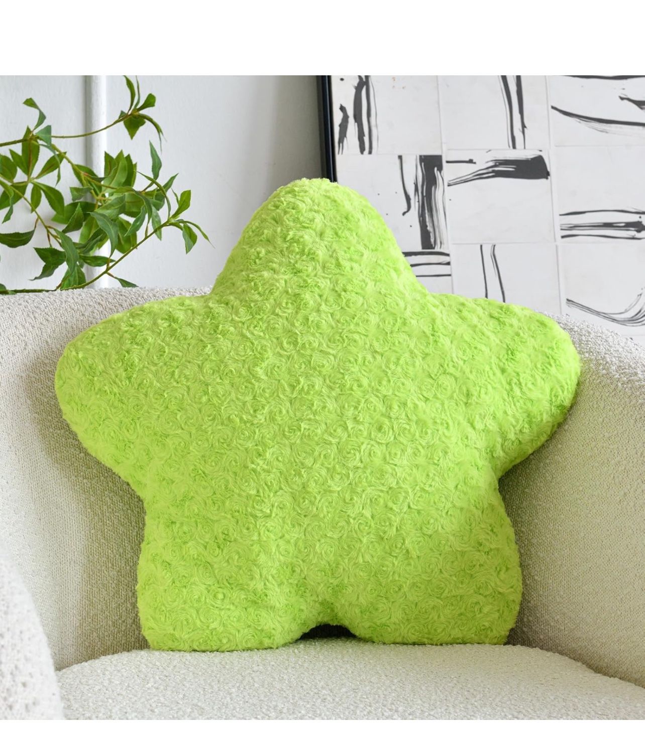 Brandnew Star Pillow, 19.7" Star Shaped Plush Pillow for Couch Bed Sofa, Cute Decorative Throw Pillows with Soft Faux Fur Room Decor for Bedroom Livin