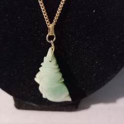 Jade Pendant W/14 Kt Gold Eyelit