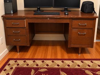 Vintage Wood Double Pedestal Executive Desk