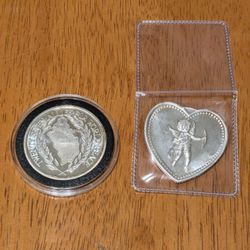 Silver .999 Cupid Heart & Desert Storm 1oz Each Total 2ozs Get Both For $110