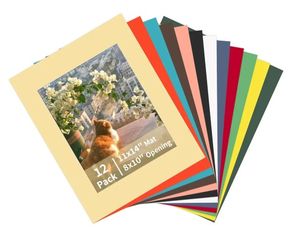 12 Packs Mixed Colors 11x14 Picture Frame Mats for 8x10 Photos