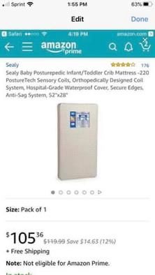 Sealy Baby Posturepedic Infant/Toddler Crib Mattress -220 PostureTech Sensory Coils, Orthopedically