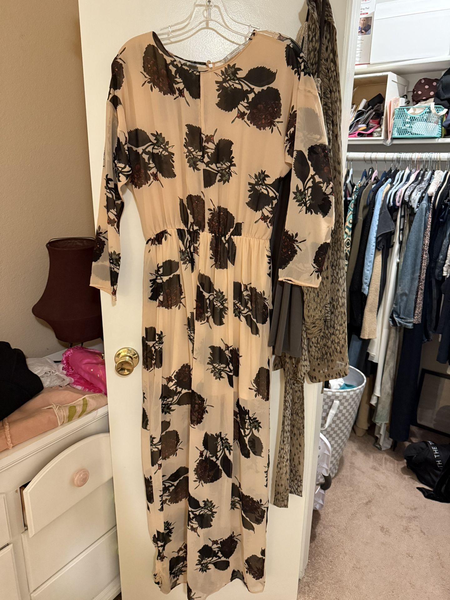 Zara Dress Medium Floral Salmon Pink