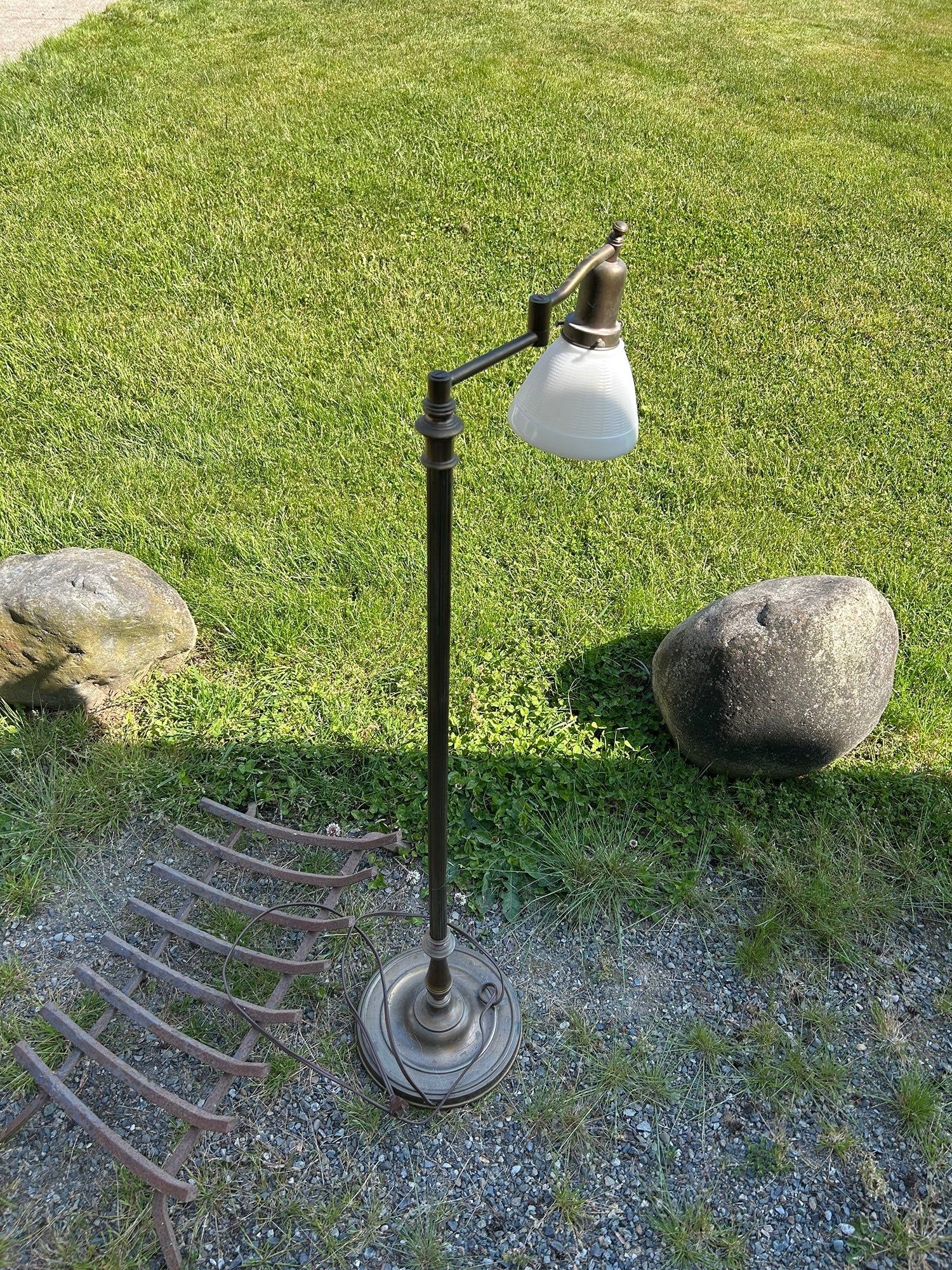 Metal base Lamp with White Milk Glass Shade